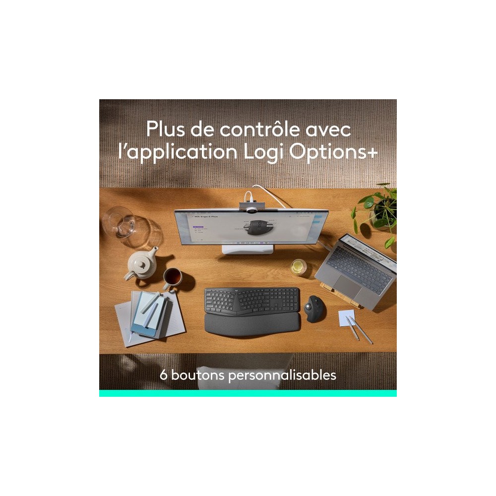 Logitech MX Ergo S. Contrôleur de pointage à ressort sans fil - Achetez au meilleur prix au Maroc | MajesTech